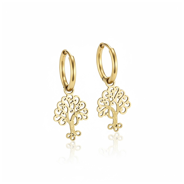 Spirituelle creoler i forgyldt st�l med Tree of Life � styrke, balance og energi