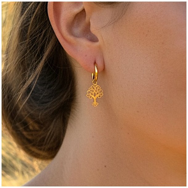 Spirituelle creoler i forgyldt stl med Tree of Life  styrke, balance og energi