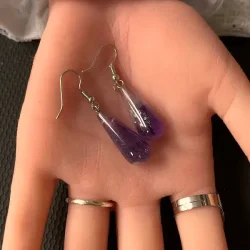 Dr�beformede Ametyst �reringe 4 cm totall�ngde