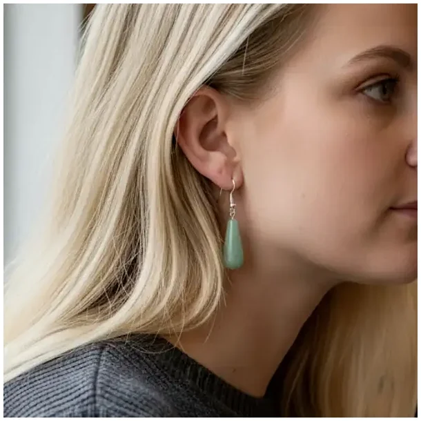 Drbeformede Grn aventurin reringe 4 cm totallngde