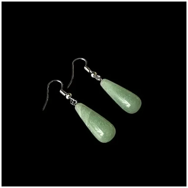 Drbeformede Grn aventurin reringe 4 cm totallngde