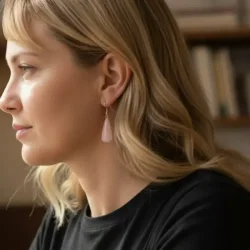 Drbeformede rosenkvarts reringe 4 cm totallngde