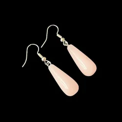 Drbeformede rosenkvarts reringe 4 cm totallngde