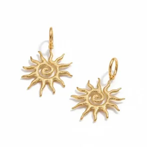 Forgyldte Creoler med Solsymbol � Lys & Gl�de