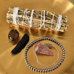 Kosmisk Beskyttelseskit med Tektit, Rgkvarts, Terahertz og Pendul