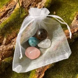 Krystalst til sttte under vgttab  Apatit, Rosakvarts, Rgkvarts &amp; Bjergkrystal