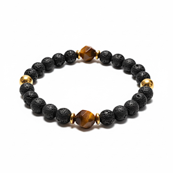 Styrkens Beskytter � Herrearmb�nd i Lavasten og 8-kantet Tiger�je 18�21 cm