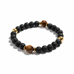 Styrkens Beskytter  Herrearmbnd i Lavasten og 8-kantet Tigerje 1821 cm