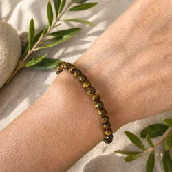 Tiger�je Jaspis Armb�nd 6 mm � Krystalarmb�nd med styrke og balance