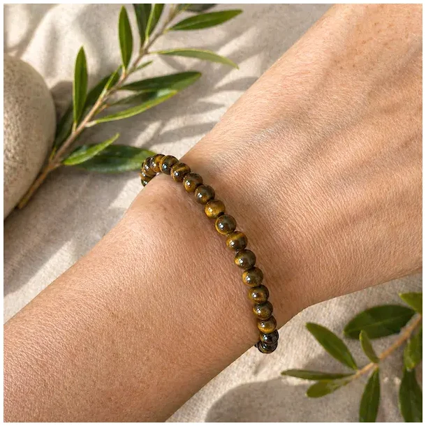 Tiger�je Jaspis Armb�nd 6 mm � Krystalarmb�nd med styrke og balance