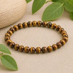 Tiger�je Jaspis Armb�nd 6 mm � Krystalarmb�nd med styrke og balance