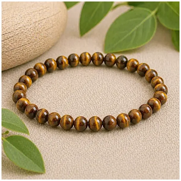 Tiger�je Jaspis Armb�nd 6 mm � Krystalarmb�nd med styrke og balance