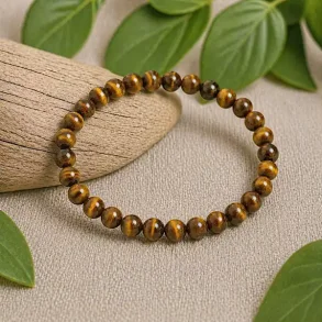 Tiger�je Jaspis Armb�nd 6 mm � Krystalarmb�nd med styrke og balance