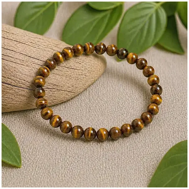 Tiger�je Jaspis Armb�nd 6 mm � Krystalarmb�nd med styrke og balance