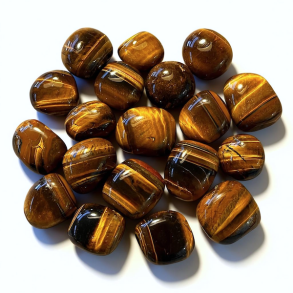 Tiger�je lommesten 2,5�3 cm med gyldne nuancer og kraftfuld, varm energi