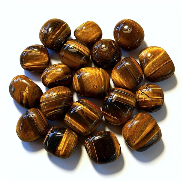 Tiger�je lommesten 2,5�3 cm med gyldne nuancer og kraftfuld, varm energi