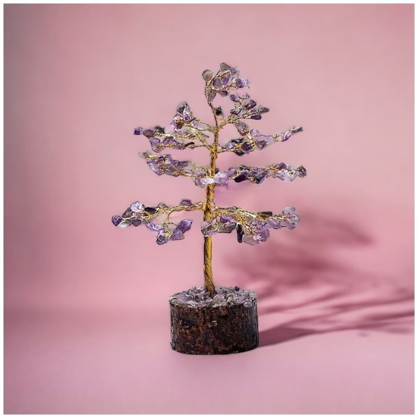 Krystaltr | Ametyst p base af neemtr | Ml ca. 18 - 19 cm udslet