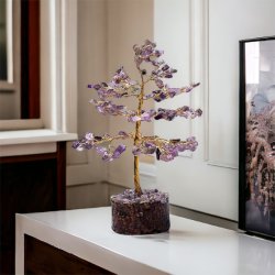 Krystaltr | Ametyst p base af neemtr | Ml ca. 18 - 19 cm udslet