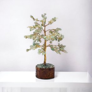 Krystaltr | Grn aventurin p base af neemtr | Ml udslet ca. 18 - 19 cm