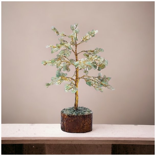 Krystaltr | Grn aventurin p base af neemtr | Ml udslet ca. 18 - 19 cm