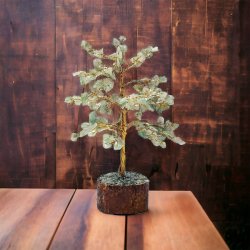 Krystaltr | Grn aventurin p base af neemtr | Ml udslet ca. 18 - 19 cm