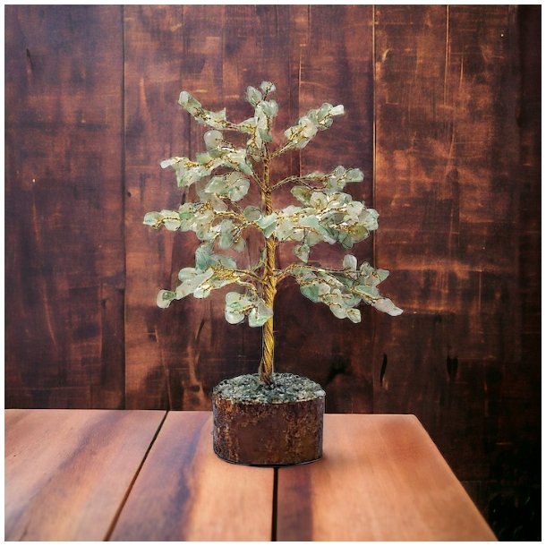 Krystaltr | Grn aventurin p base af neemtr | Ml udslet ca. 18 - 19 cm