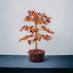 Krystaltr | Karneol p base af neemtr | Ml ca. 18-19 cm udslet