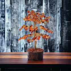 Krystaltr | Karneol p base af neemtr | Ml ca. 18-19 cm udslet