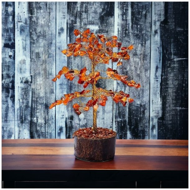 Krystaltr | Karneol p base af neemtr | Ml ca. 18-19 cm udslet