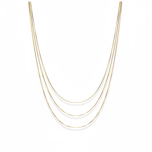 Tredobbelt forgyldt halsk�de i rustfri st�l � vandt�t og nikkelfri