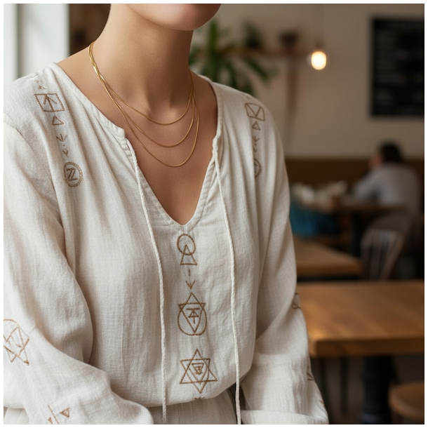 Tredobbelt forgyldt halsk�de i rustfri st�l � vandt�t og nikkelfri