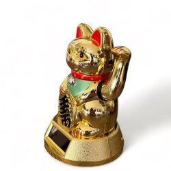 Guldfarvet Lucky Cat Maneki Neko  for held, velstand og positiv energi.