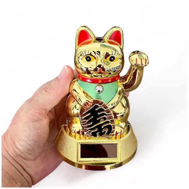 Guldfarvet Lucky Cat Maneki Neko  for held, velstand og positiv energi.