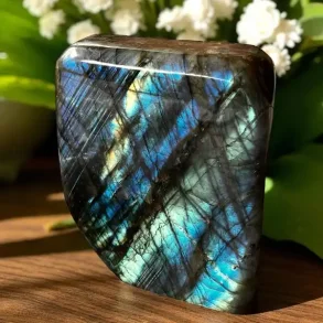 Stor unik helpoleret Labradorit freeform med magisk flash  1205 g  11,5 x 10,3 cm