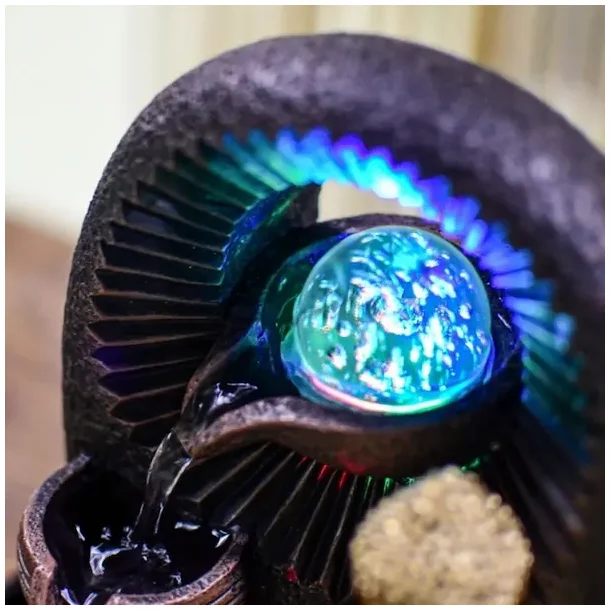 Buddha Zen fontne med roterende glaskugle, aftagelig statue og LED-lys