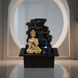 Zen vandfontne med aftagelig Buddha, LED-lys og fredfyldt energi