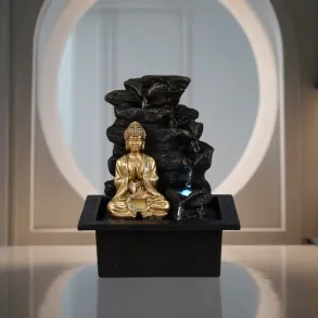 Zen vandfontne med aftagelig Buddha, LED-lys og fredfyldt energi