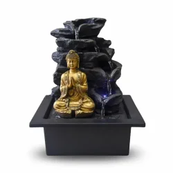 Zen vandfontne med aftagelig Buddha, LED-lys og fredfyldt energi