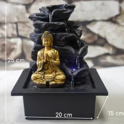 Zen vandfontne med aftagelig Buddha, LED-lys og fredfyldt energi
