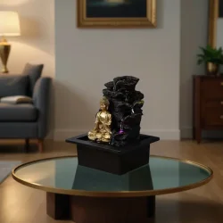 Zen vandfontne med aftagelig Buddha, LED-lys og fredfyldt energi
