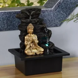 Zen vandfontne med aftagelig Buddha, LED-lys og fredfyldt energi