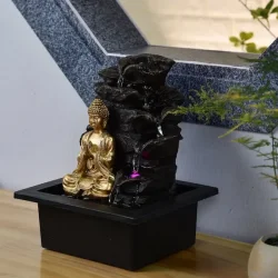 Zen vandfontne med aftagelig Buddha, LED-lys og fredfyldt energi