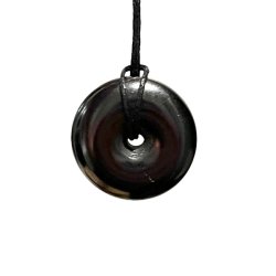 Poleret Pi-stens Vedhng i shungit m. snre   3 cm