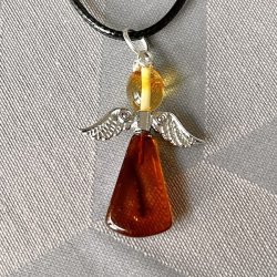 H�ndlavet One of a Kind Engelvedh�ng i �gte Baltisk Rav - 1