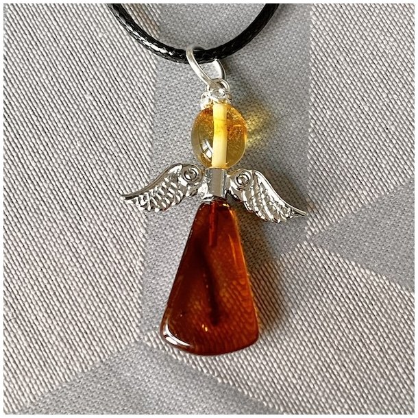 H�ndlavet One of a Kind Engelvedh�ng i �gte Baltisk Rav - 1