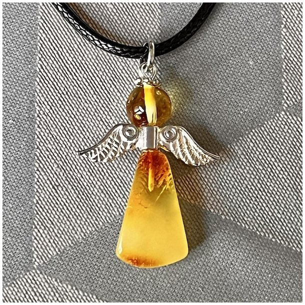 H�ndlavet One of a Kind Engelvedh�ng i �gte Baltisk Rav - 2