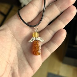 H�ndlavet One of a Kind Engelvedh�ng i �gte Baltisk Rav - 3