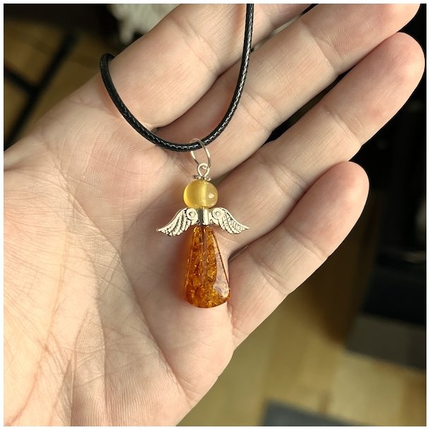 H�ndlavet One of a Kind Engelvedh�ng i �gte Baltisk Rav - 3