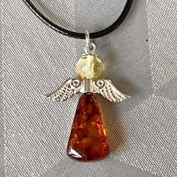 H�ndlavet One of a Kind Engelvedh�ng i �gte Baltisk Rav - 5