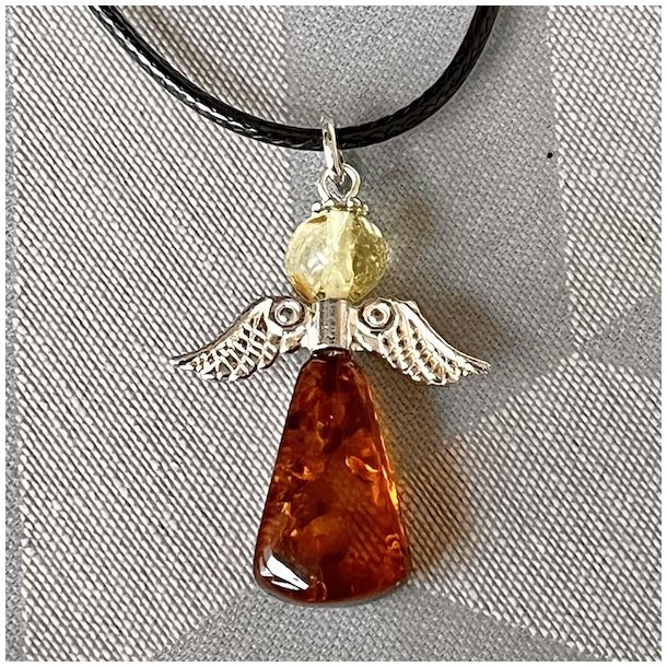 H�ndlavet One of a Kind Engelvedh�ng i �gte Baltisk Rav - 5